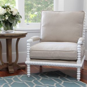 "Bobbin" Hamptons Style White Armchair