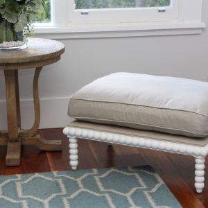 "Bobbin" Hamptons Style White Ottoman